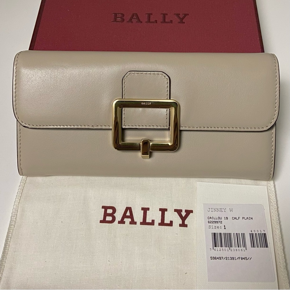 NWT $560 Bally Jinney Continental Flap Leather Wallet Dove Gray